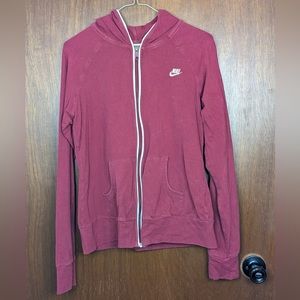 Nike Sportswear Woman’s Lightweight Red Casual Hooded Jacket Size Large